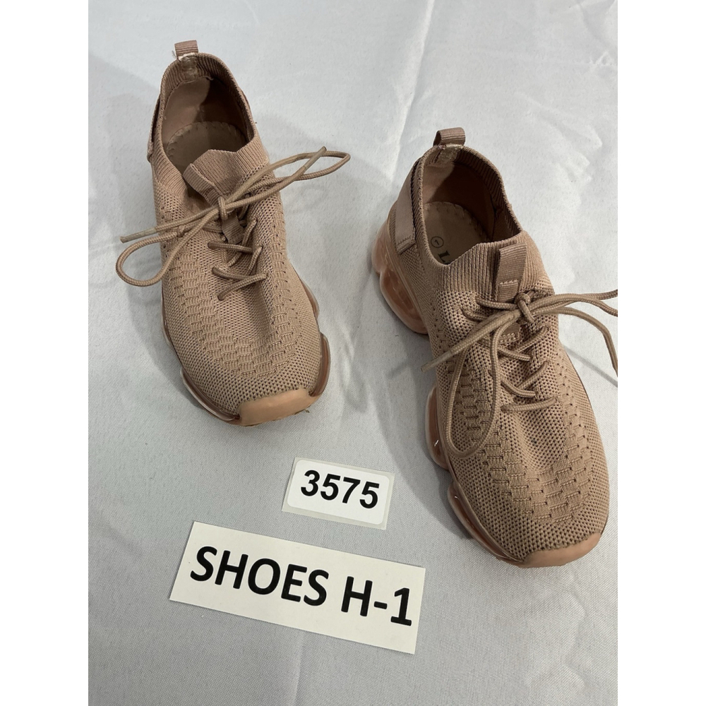 Girls Link Size 1 Mauve Lace Up Mesh Sneakers